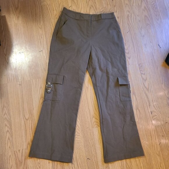ST. JOHN SPORT MARIE GRAY STRAIGHT LEG CARGO PANTS STRETCH COTTON ANKLE CROP 4 - Picture 2 of 10
